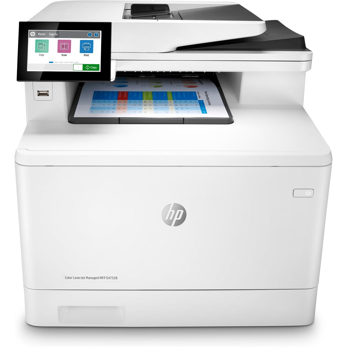 HP LaserJet Managed MFP E47528f - Laser - Colour printing - 600 x 600 DPI - A4 - Direct printing - White