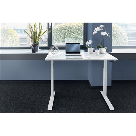 Electric height-adjustable Desk, 120x60x18cm top 50kg load, white