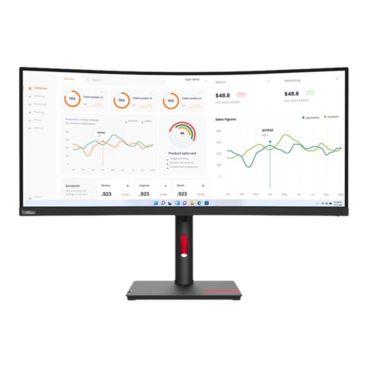 ThinkVision T34w-30 34-inch Monitor with ThinkVision MC60 Monitor Webcam