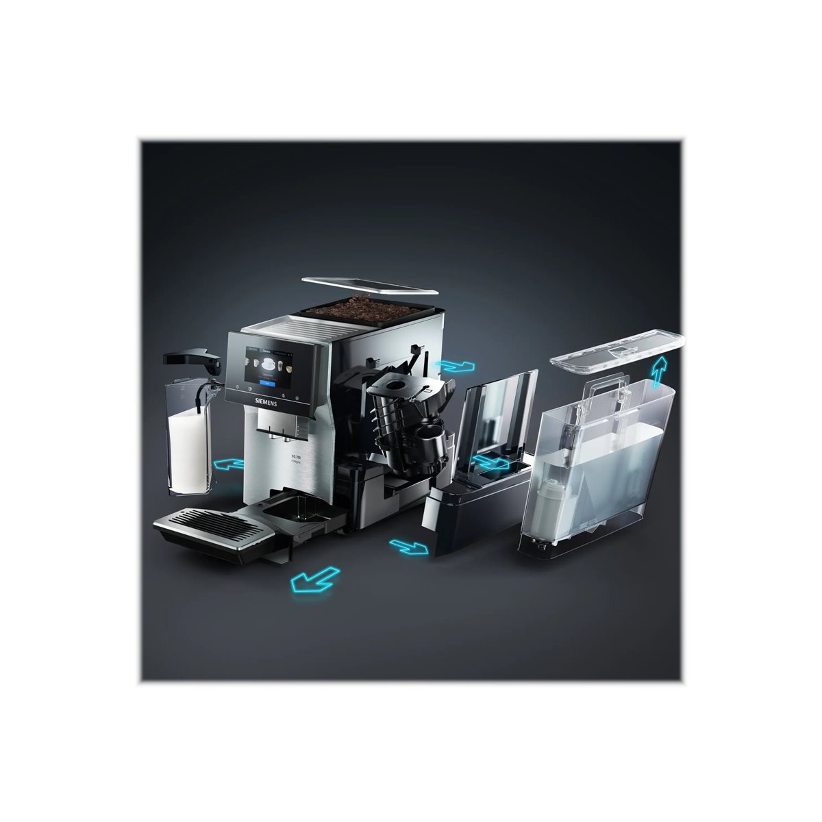 Siemens TQ707D03 - Combi coffee maker - 2.4 L - Coffee beans - Built-in grinder - 1500 W - Black