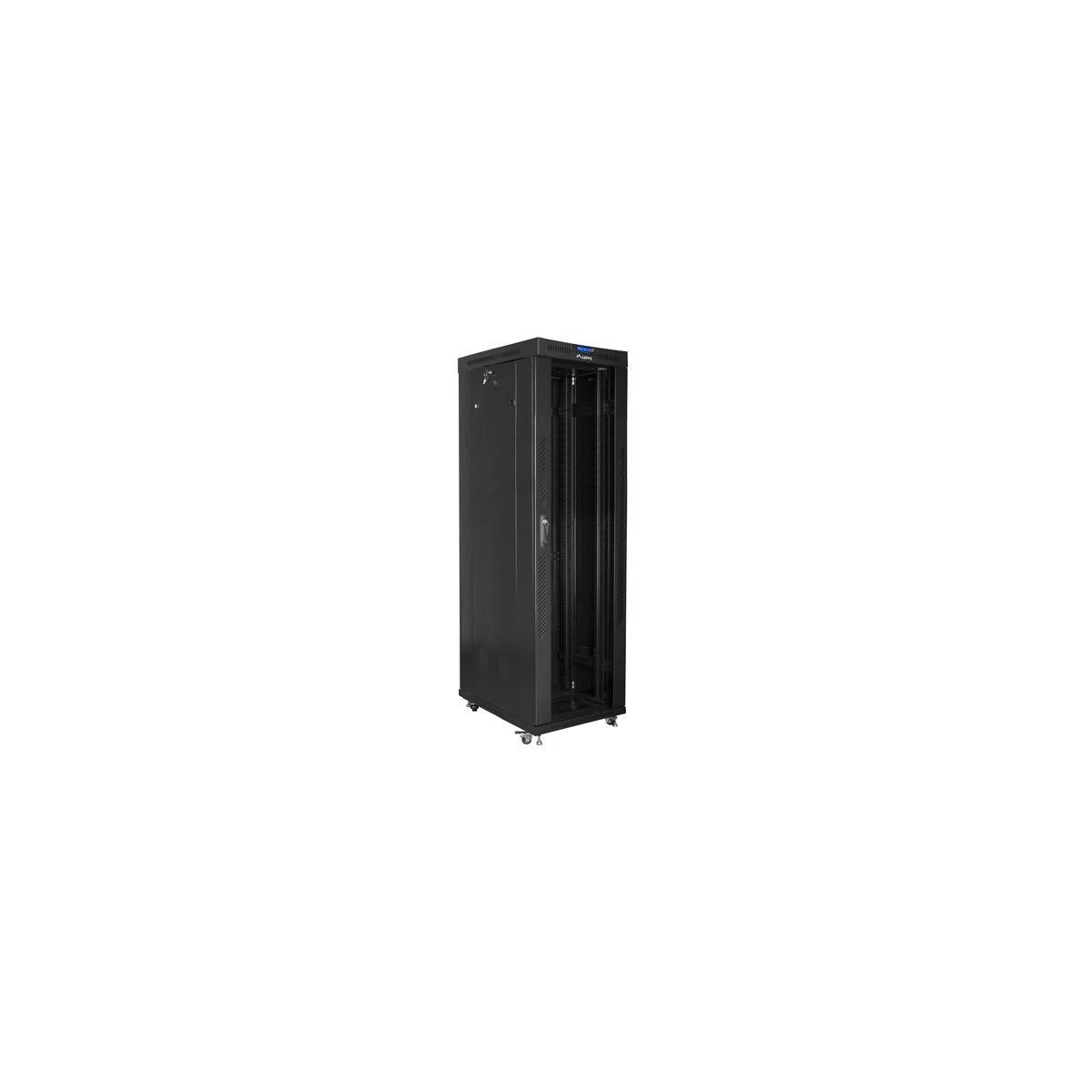 Szafa instalacyjna stojąca 19 42U 600x1000 czarna drzwi szklane LCD Lanberg (flat pack)