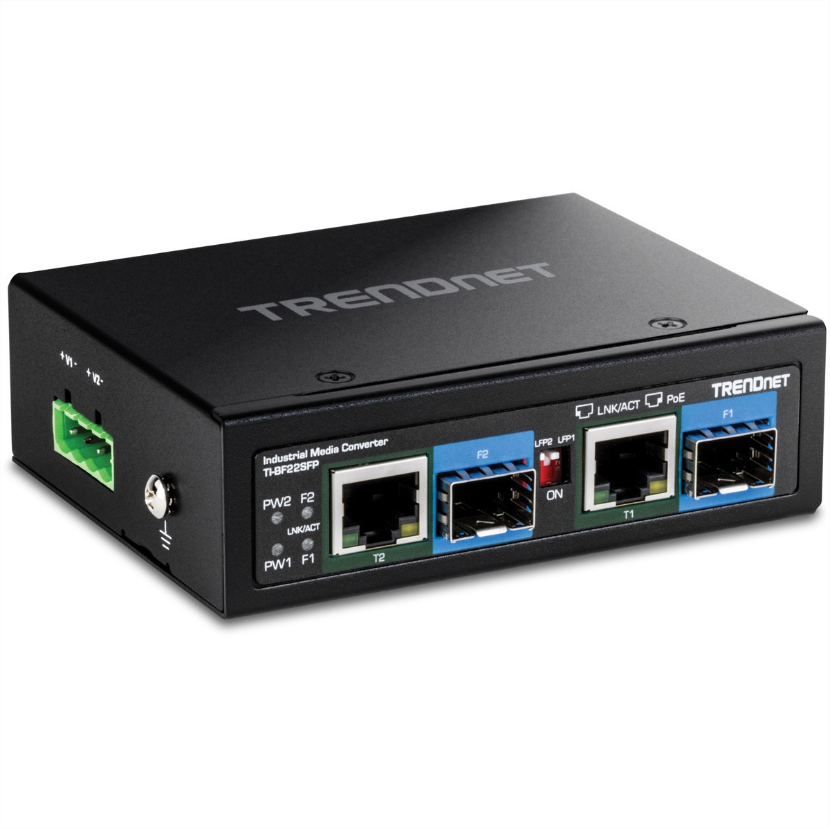 TRENDnet TI-BF22SFP Medien Konverter 2-Port Industrial SFP zu Gigabit PoE++