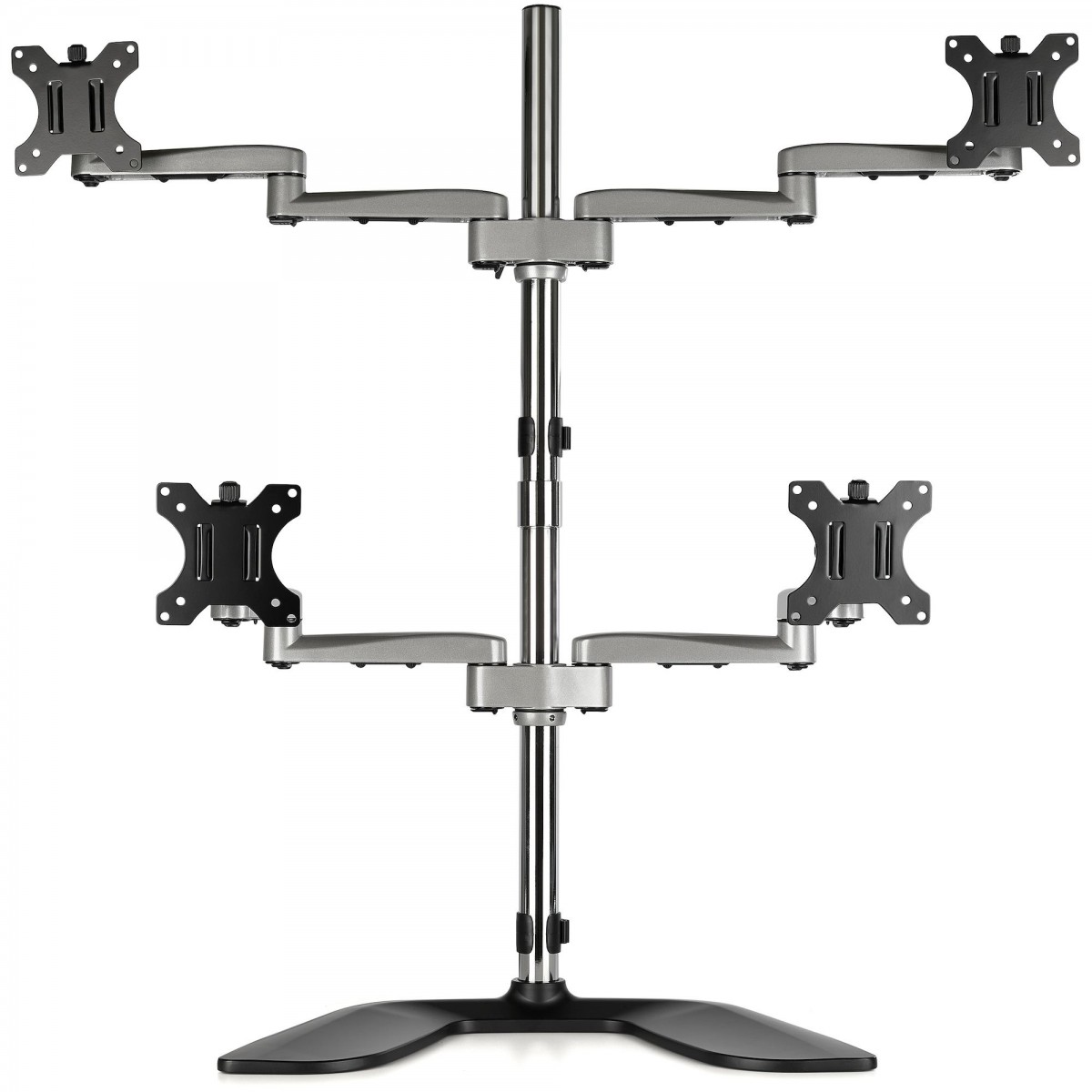 StarTech.com Desktop Quad Monitor Stand - Ergonomic VESA 4 Monitor Arm (2x2) up to 32" - Free Standing Articulating Universal Po