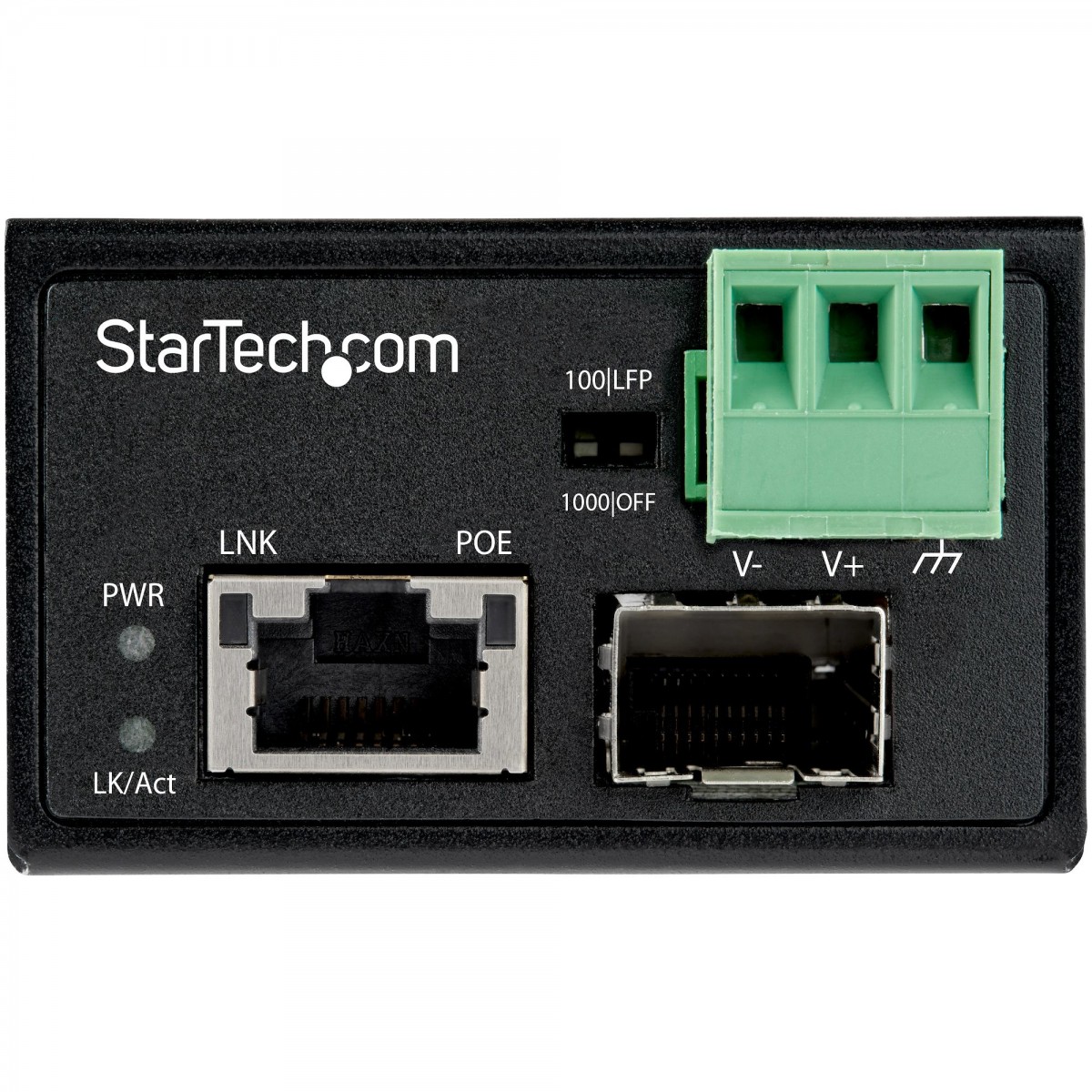 StarTech.com PoE+ Industrial Fiber to Ethernet Media Converter 30W - SFP to RJ45 - Singlemode/Multimode Fiber to Copper Gigabit 