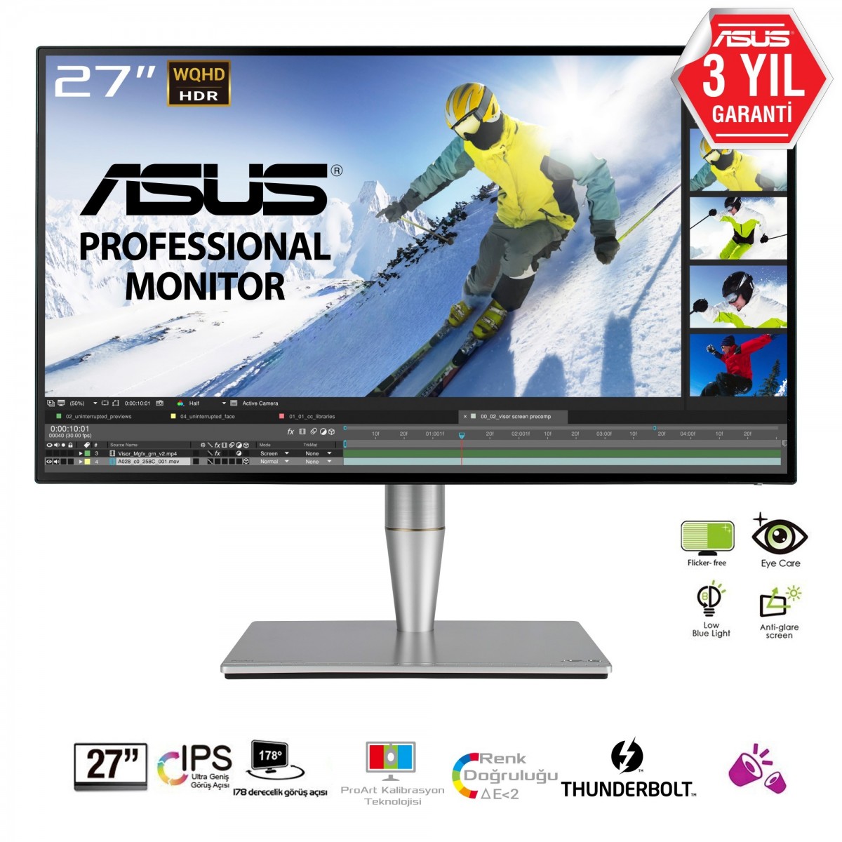 ASUS ProArt PA27AC - 68.6 cm (27) - 2560 x 1440 pixels - Quad HD - LED - 5 ms - Black - Grey