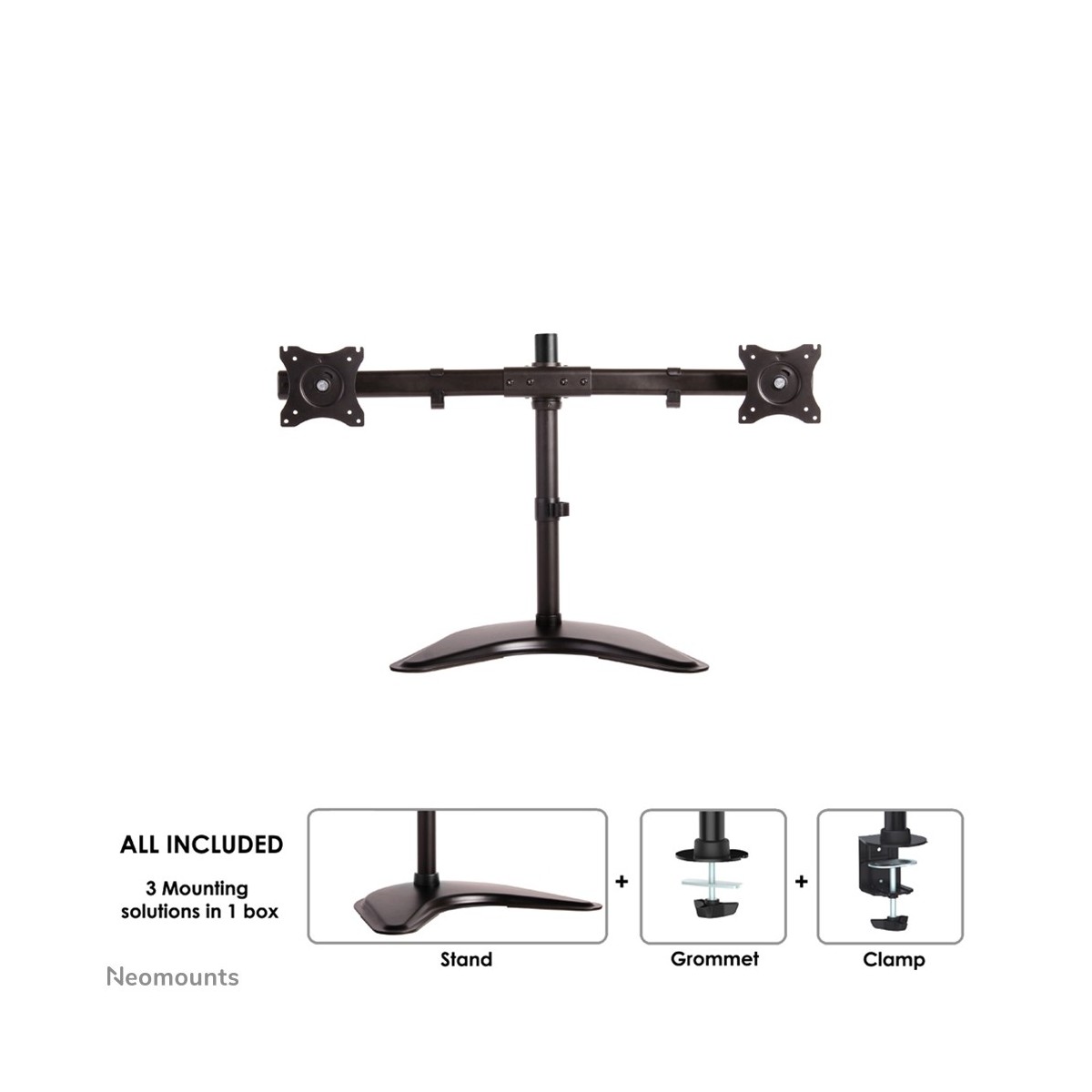 10-27 Inch - Flat screen desk mount - Clamp and Stand - 2 Screens - Black
