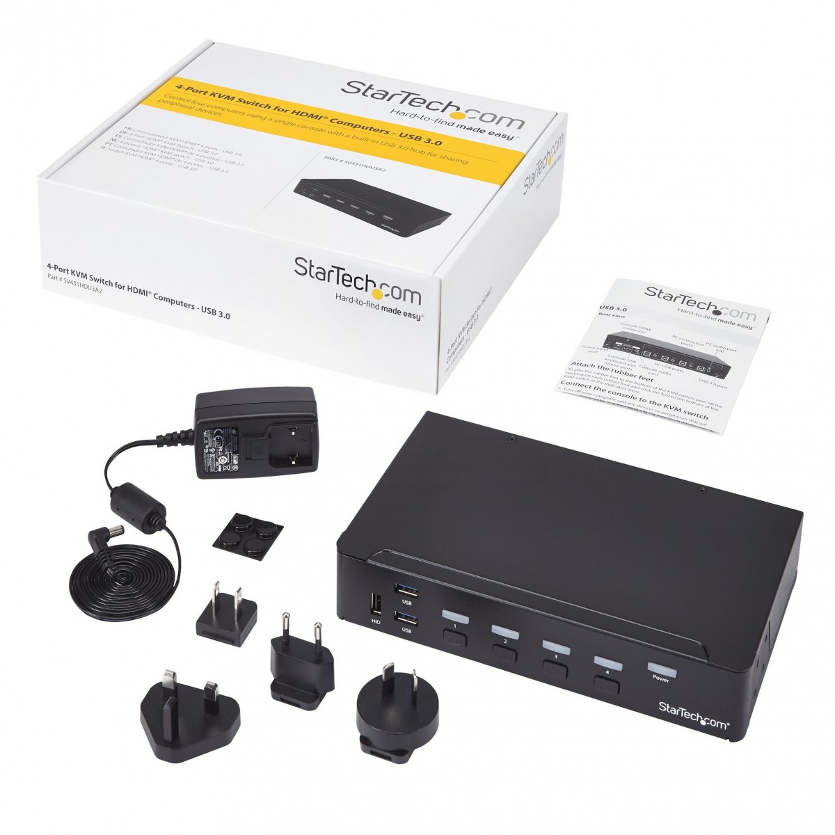 StarTech.com 4-Port HDMI KVM Switch - USB 3.0 - 1080p - 1920 x 1080 pixels - Rack mounting - Black