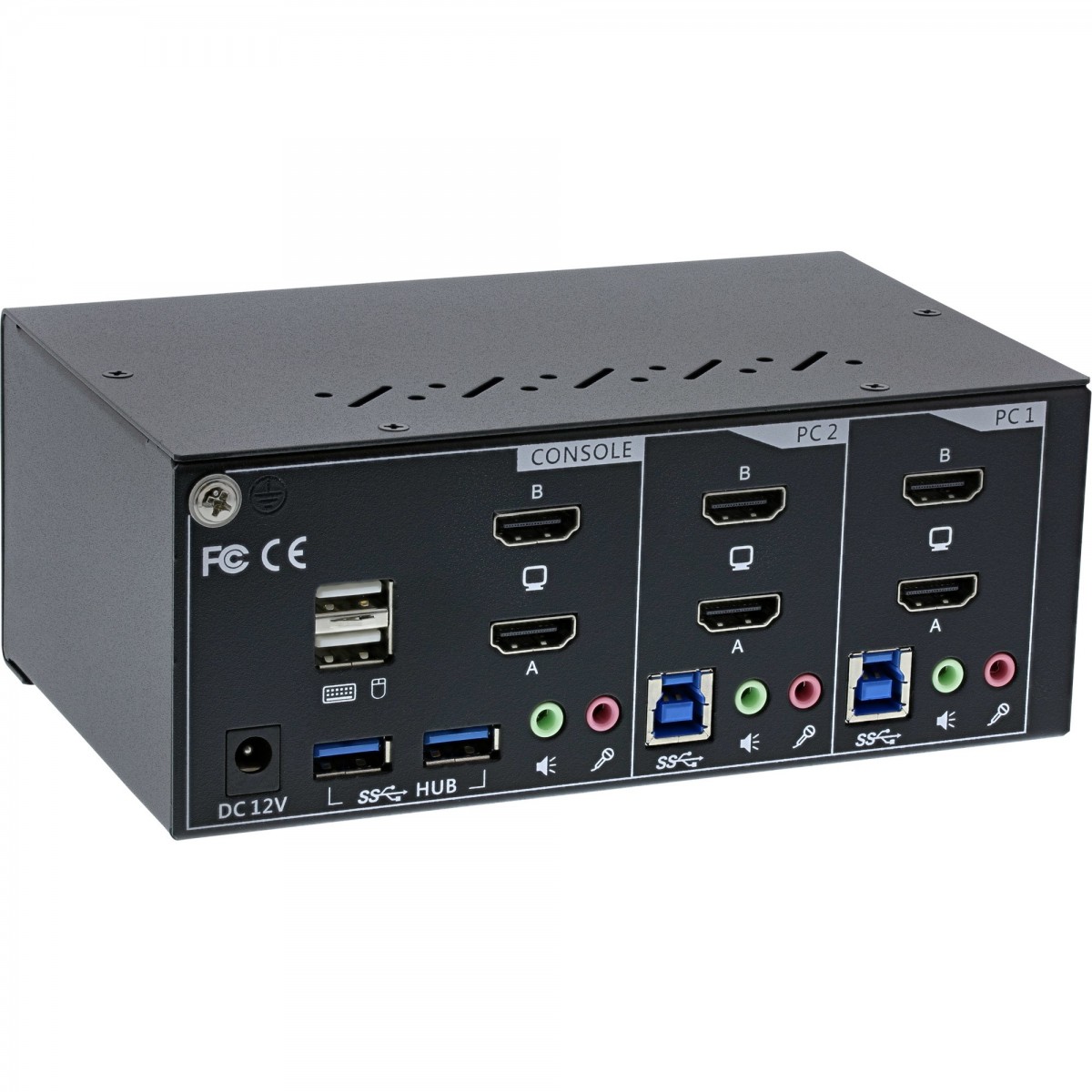 InLine KVM Desktop Switch - 2-fach - Dual Monitor - HDMI - 4K - USB 3.0 - Audio - Kvm Switch - USB 3.0
