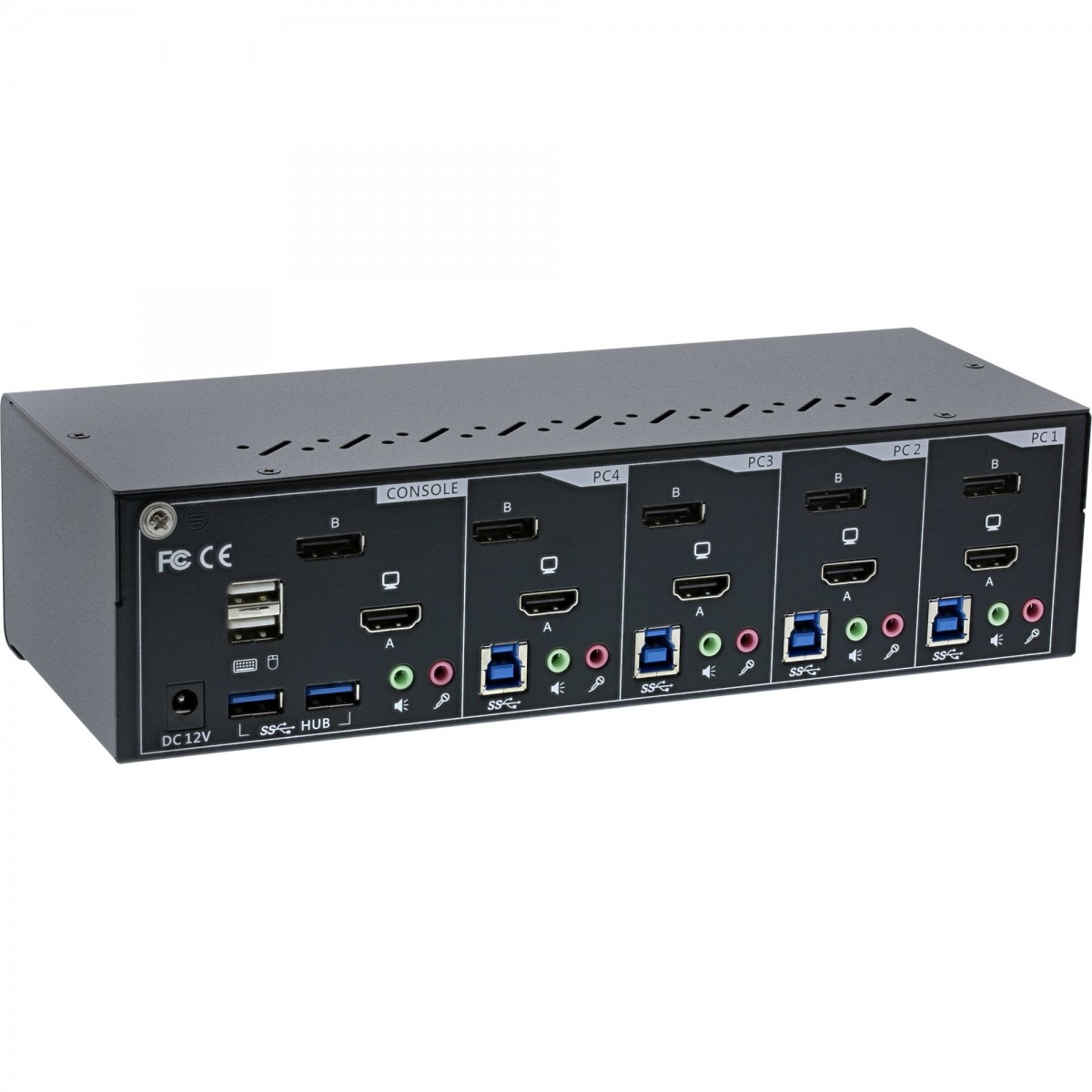 InLine KVM Desktop Switch 4-fach Dual Monitor Displayport+ HDMI 4K USB 3.0 - Kvm Switch - USB 3.0