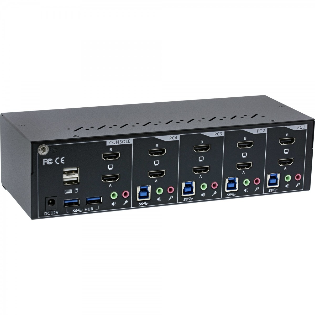 InLine KVM Desktop Switch 4-fach Dual Monitor HDMI 4K USB 3.0 Audio - Kvm Switch - USB 3.0