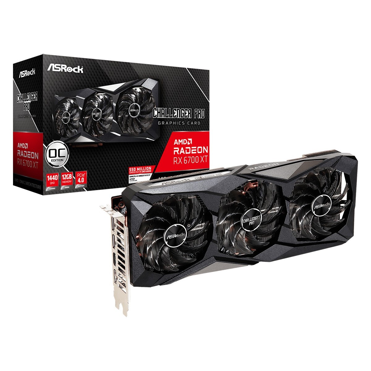 ASRock Challenger Radeon RX 6700 XT Pro 12GB OC - Radeon RX 6700 XT - 12 GB - GDDR6 - 192 bit - 7680 x 4320 pixels - PCI Express