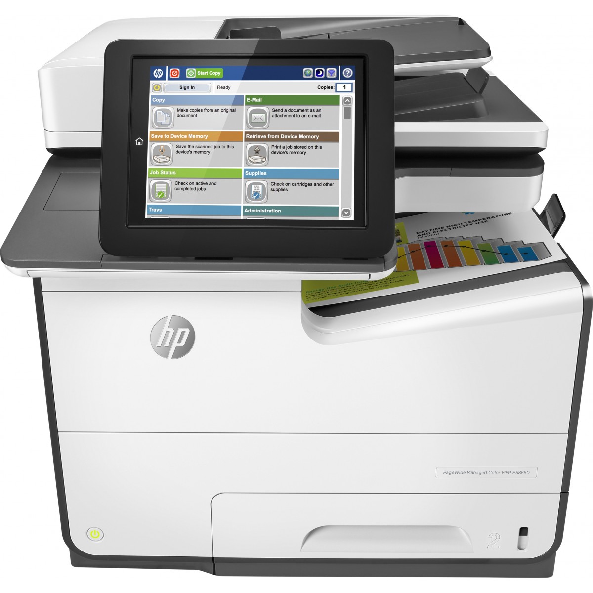 HP PageWide Managed Color MFP E58650dn - Thermal inkjet - Colour printing - 2400 x 1200 DPI - A4 - Direct printing - Grey
