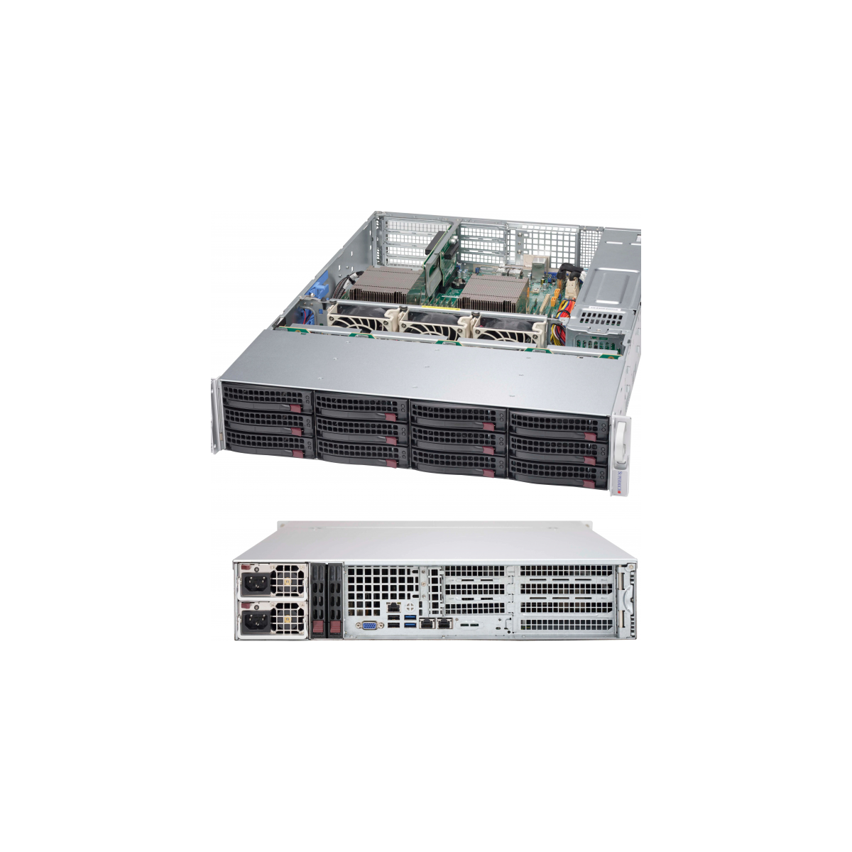 Supermicro SuperChassis 826BAC4-R1K23WB - Rack - Server - Black - Fan fail,HDD,Network,Power - 1200 W - 3.5