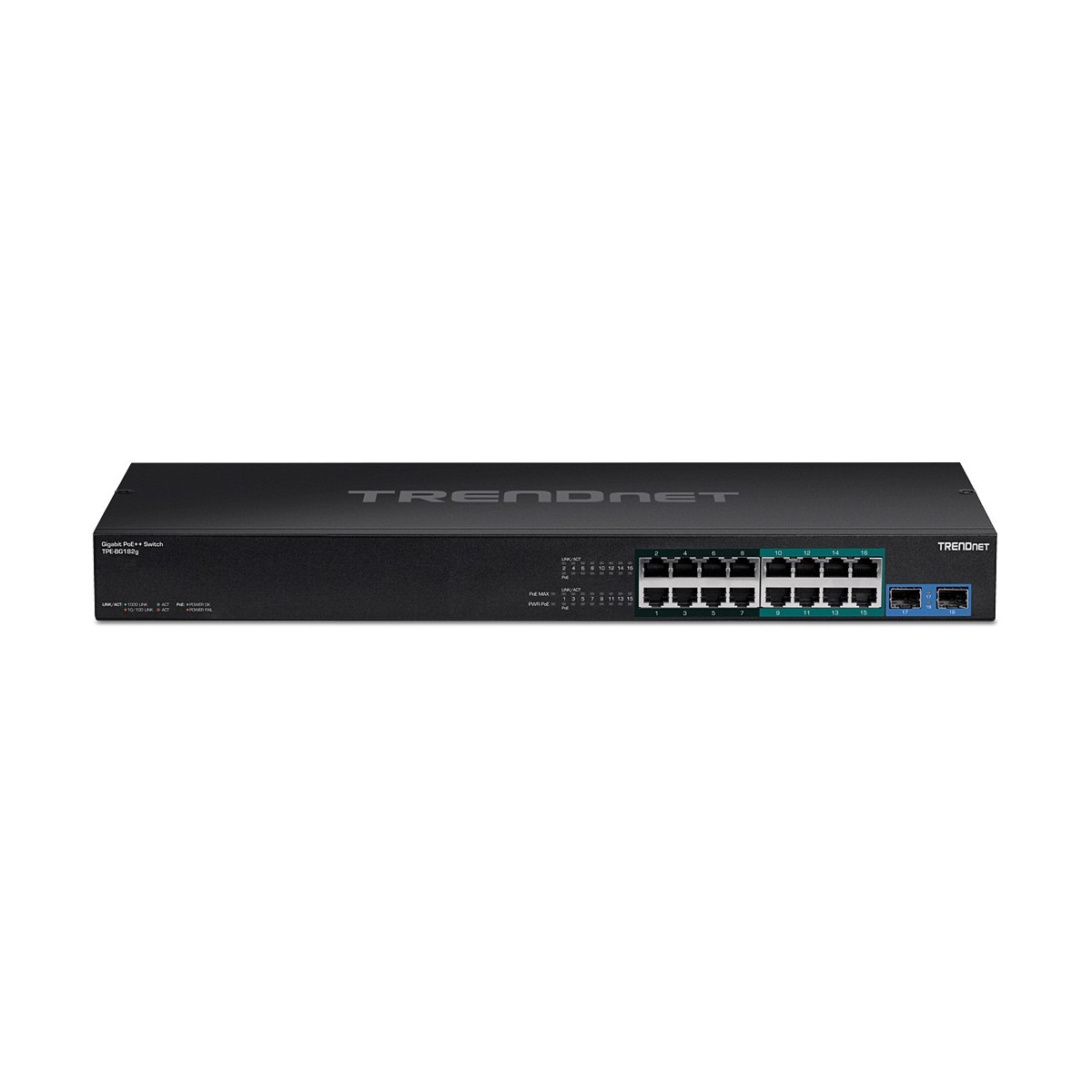 TRENDnet TPE-BG182G - Unmanaged - Gigabit Ethernet (10/100/1000) - Full duplex - Power over Ethernet (PoE) - Rack mounting - 1U