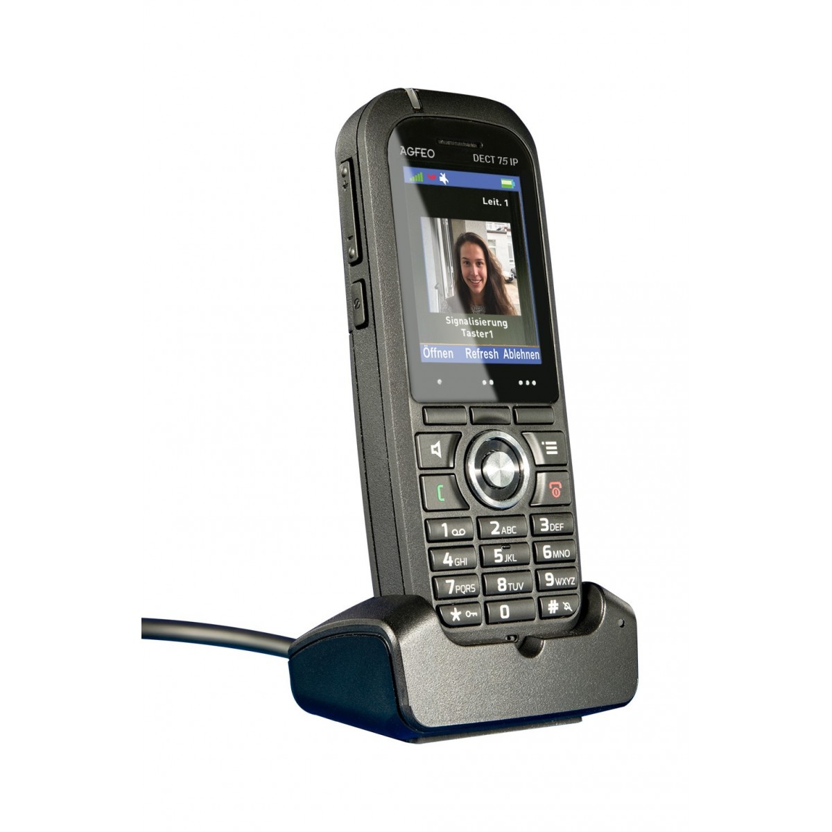 AGFEO DECT 75 IP - IP-Telefon - Schwarz - Kabelloses Mobilteil - IP65 - 250 Eintragungen - TFT