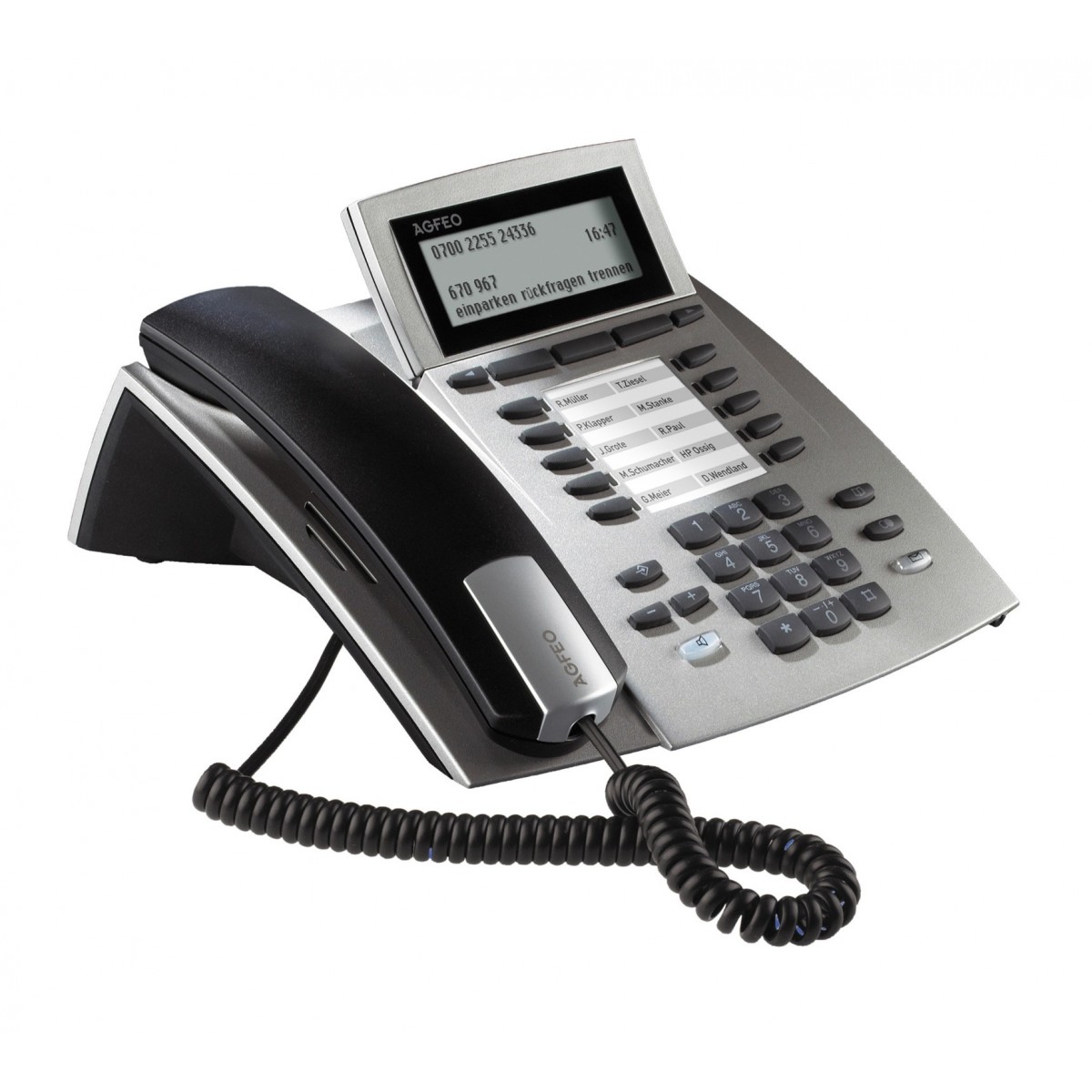 AGFEO ST 42 - Analoges Telefon - 1000 Eintragungen - Anrufer-Identifikation - Silber