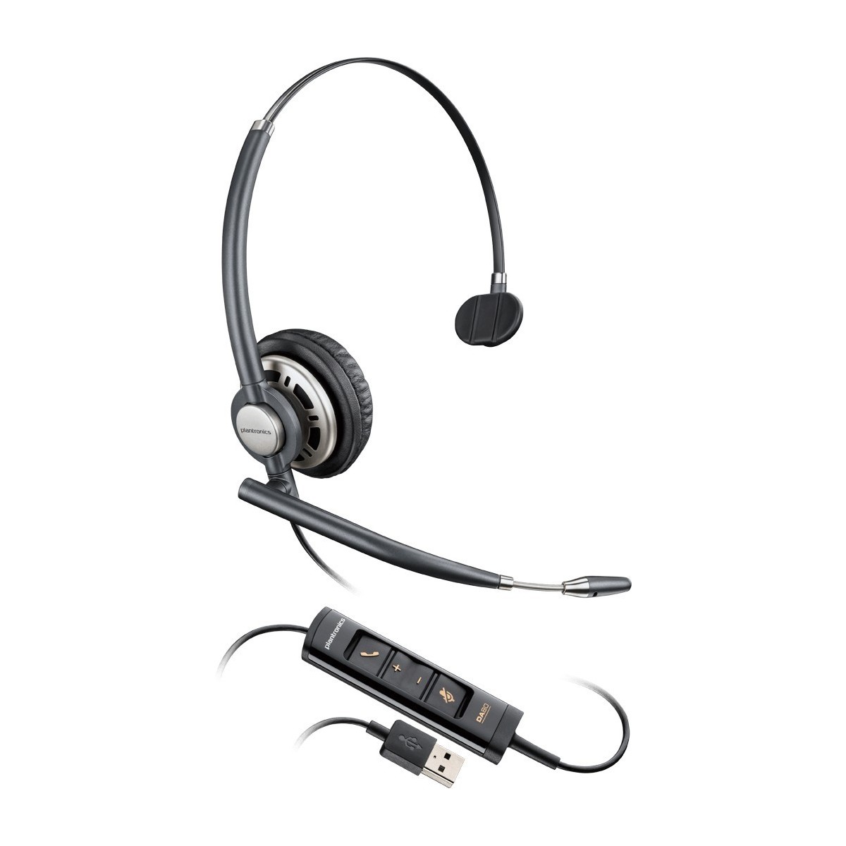 Poly Encorepro HW715 - Headset - Head-band - Office/Call center - Black,Silver - Monaural - In-line control unit